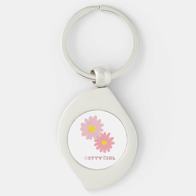 Chaveiro Pulseira de metal com um desenho floral (Frente)