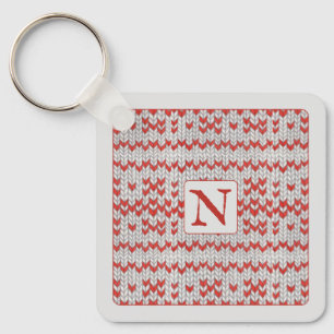 Chaveiro Pulseira de Metal Quadrada RED NORDIC KNIT + Inici