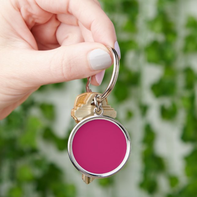 Chaveiro Pulseira de Metal Redonda Rosa Queimada (Mão)