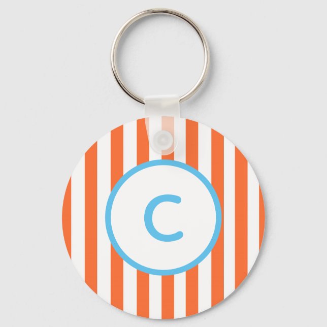 Chaveiro Pulseira de Monograma com Listra Laranja (Frente)