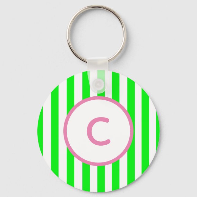 Chaveiro Pulseira de Monograma com Listras de Limão (Frente)