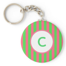 Pulseira de Monograma com Listras Rosa e Verde