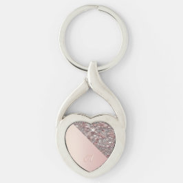 Chaveiro Pulseira de Monograma em Dourado Rosa Elegante