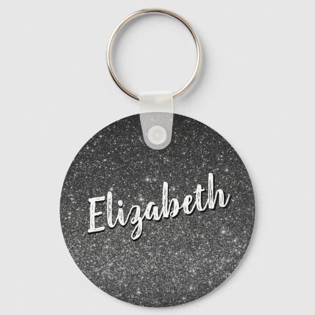 Chaveiro Pulseira de Nome Personalizado Cinza Prateado (Frente)
