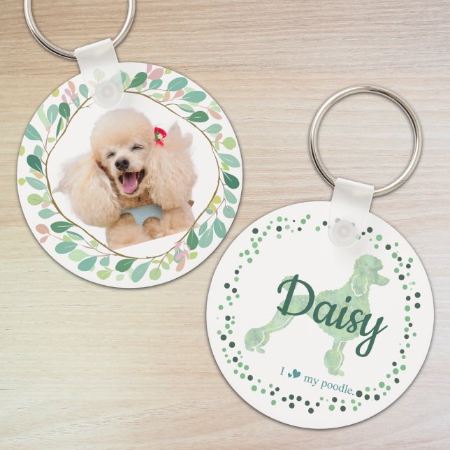 Chaveiro Pulseira de poodle em tom de hortelã personalizada (Criador carregado)