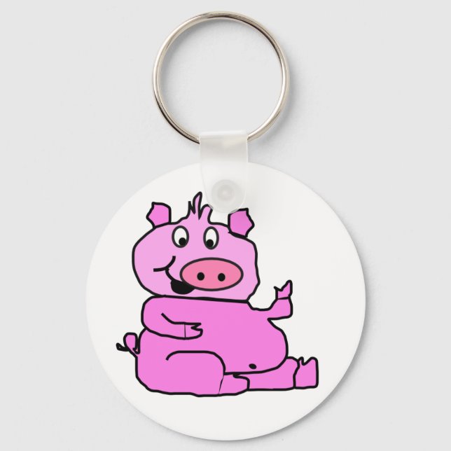 Chaveiro Pulseira de Porco de Desenho Animado Rosa (Frente)