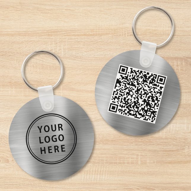 Chaveiro Pulseira de Prata Promocional com Código QR de Log (Modern Logo QR Code Promotional Silver Keychain)