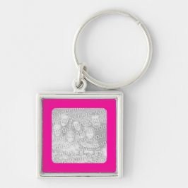 Chaveiro Pulseira de Tecla com Moldura Rosa Quente