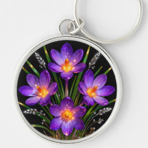 Chaveiro Pulseira de Tecla Redonda Crocus Roxo