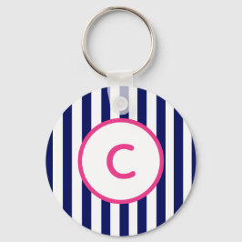 Chaveiro Pulseira de Teclas com Listra Azul Marinho Monogra