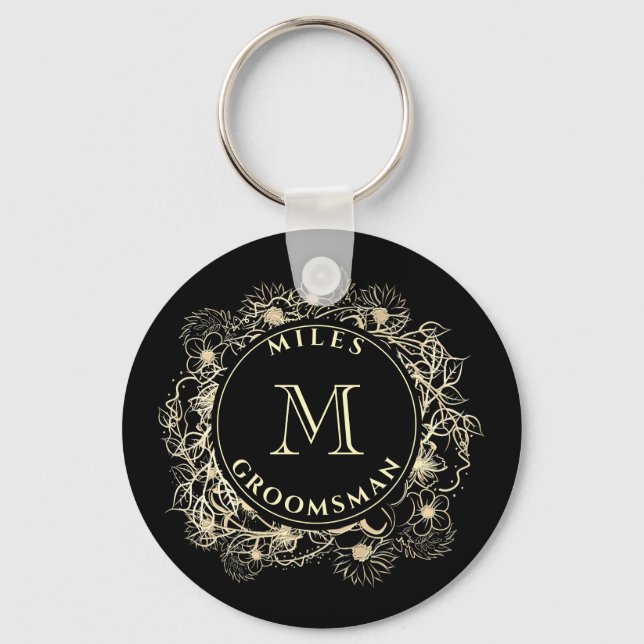 Chaveiro Pulseira de Teclas de Monograma de Padrinho Ouro P (Frente)