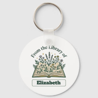 Chaveiro Pulseira de Teclas Redonda Floral de Biblioteca Pe