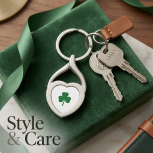 Chaveiro Pulseira de Trevo de Três Folhas em Verde Floresta
