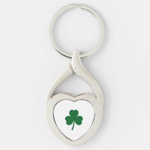 Chaveiro Pulseira de Trevo de Três Folhas em Verde Floresta