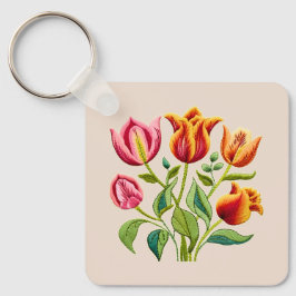 Chaveiro Pulseira de Tulipas Vermelhas 
