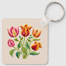Chaveiro Pulseira de Tulipas Vermelhas