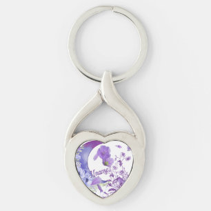 Chaveiro pulseira floral em forma de coração