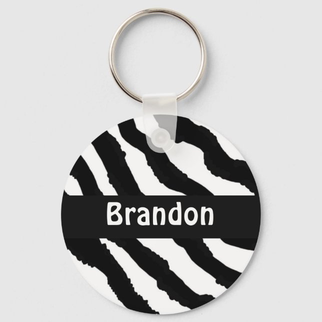 Chaveiro Pulseira Personalizada com Listras de Zebra em Pre (Frente)