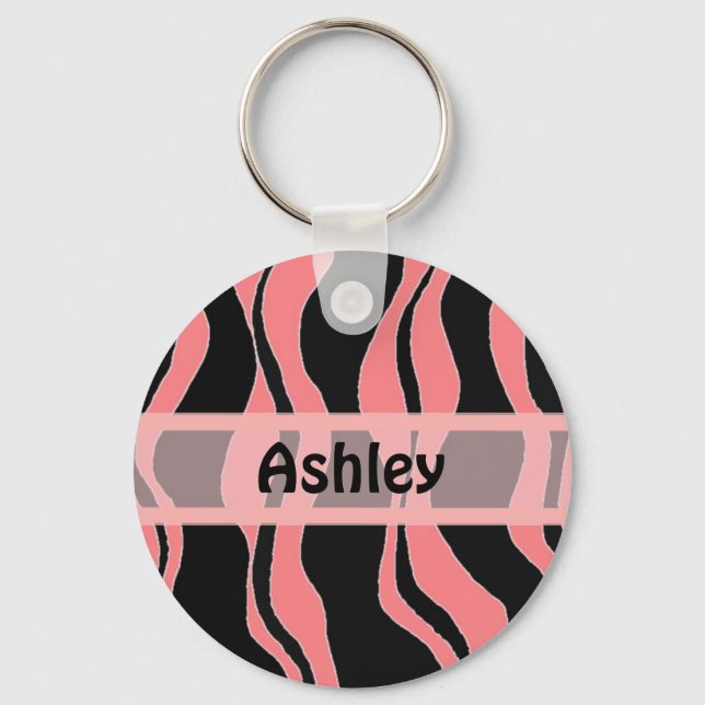 Chaveiro Pulseira Personalizada com Listras de Zebra Preta  (Frente)