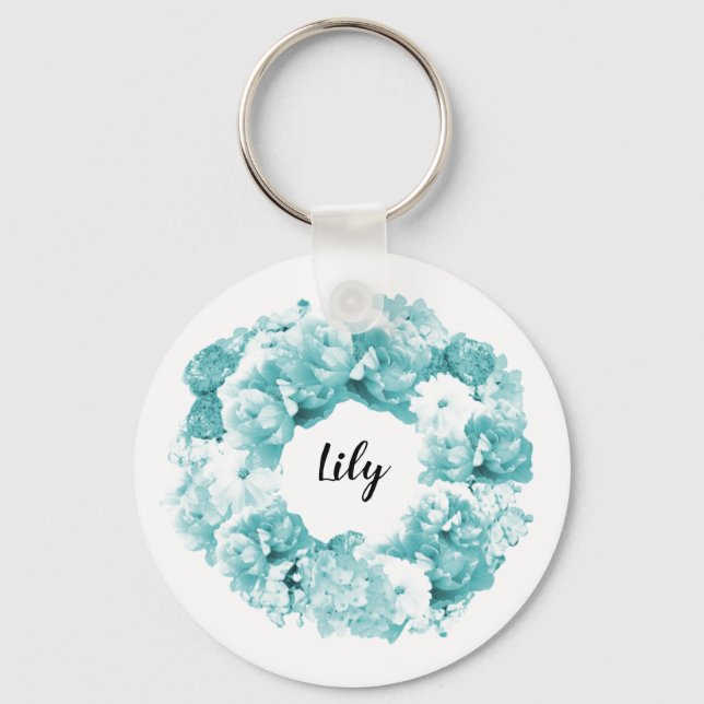 Chaveiro Pulseira Personalizada para Damas de Honra em Azul (Frente)
