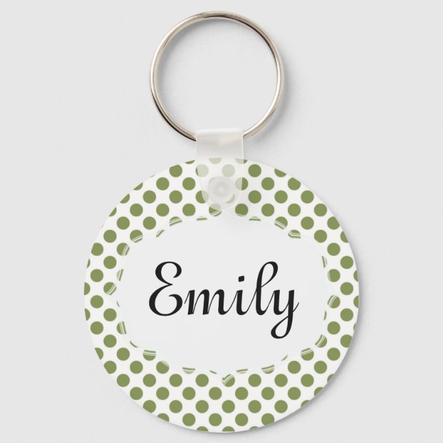Chaveiro Pulseira personalizada verde e branca com bolinhas (Frente)