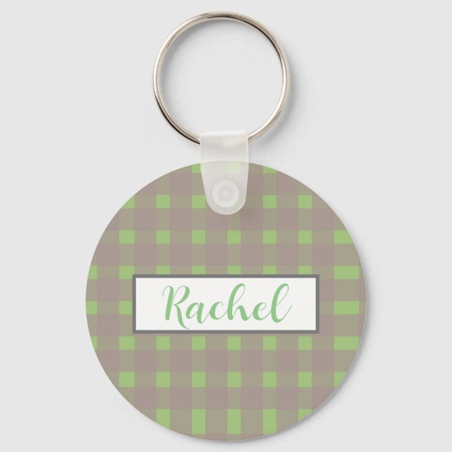 Chaveiro Pulseira Personalizada Xadrez Verde Cinza (Frente)