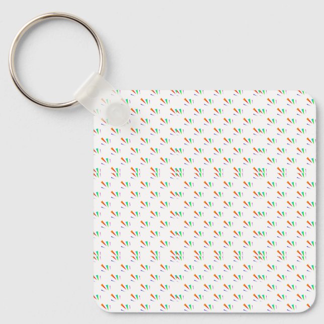 Chaveiro Pulseira quadrada com padrão "M" em verde, laranja (Frente)