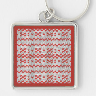 Chaveiro Pulseira Quadrada Premium RED NORDIC KNIT / Vermel