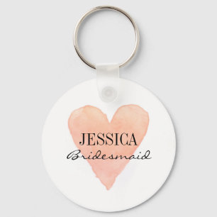 Chaveiro Pulseiras de coração de aquarela coral personaliza