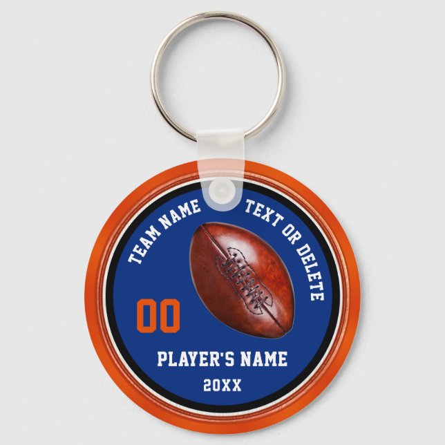 Chaveiro Pulseiras de futebol personalizadas azuis e laranj (Frente)