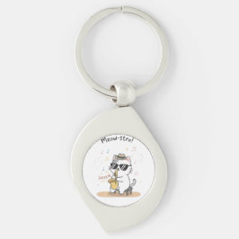 Chaveiro Pulseiras de Gato Tocando Saxofone Jazz Divertidas