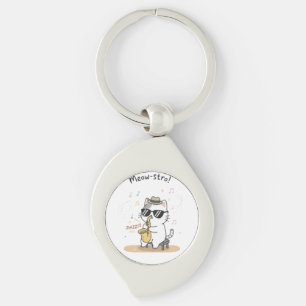 Chaveiro Pulseiras de Gato Tocando Saxofone Jazz Divertidas