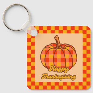 Chaveiro Pumpkin de Xadrez de Groovy Retro Verificado no Aç