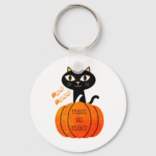 Chaveiro Pumpkin Laranja Negro Gato Bonito Maluco Halloween