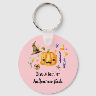 Chaveiro Pumpkin Spooktacular Festa de Halloween Bash, Rosa