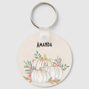 Chaveiro Pumpkins branco e Dourado Aquarela