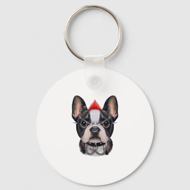 Chaveiro Punk Rock Style French Buldogue Para Cachorro (Frente)