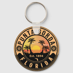 Chaveiro Punta Gorda Florida Retro Sunset Souvenirs