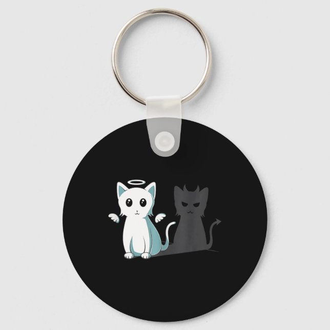 Chaveiro Puro Mau Devil Cat Feliz Halloween Cat Angel Devi (Frente)