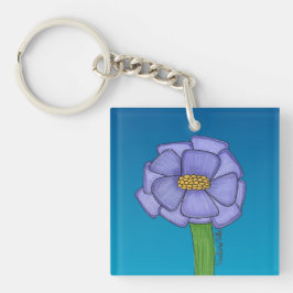 Chaveiro Purple Square Flower with Blue background