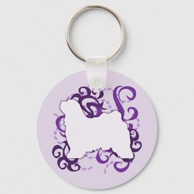 Chaveiro Purple Swirl Tibetan Terrier (Frente)