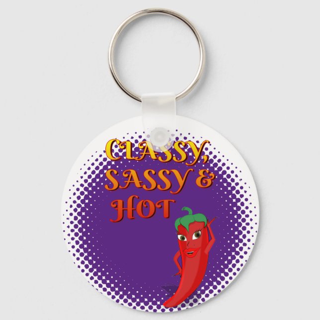 Chaveiro Púrpura Clássica Sassy E Pimenta Quente (Frente)
