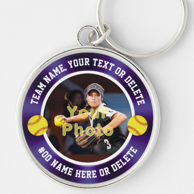 Chaveiro Púrpura e branca, Ideias de Presente de Softball p (Frente)