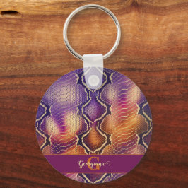 Chaveiro Púrpura e Púrpura e Pele Cobra de Shimmering Doura