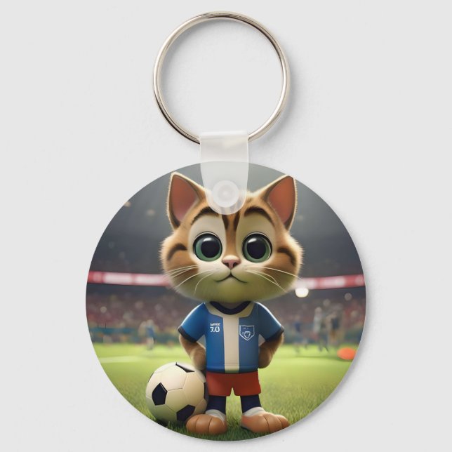 Chaveiro "Purr-fect Striker: O Gato De Futebol 3D" (Frente)