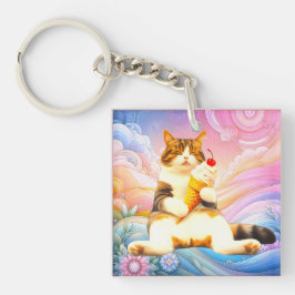 Chaveiro Purrfectly Asleep – Cat Holding Ice Cream Cone