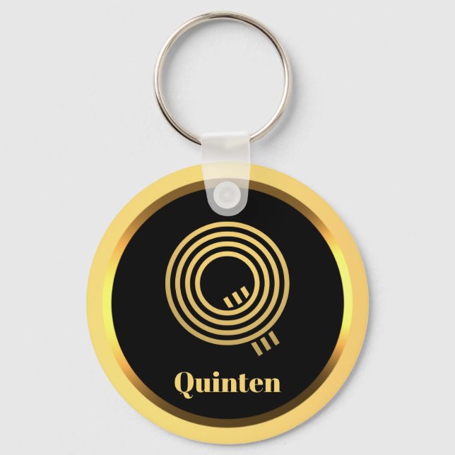 Chaveiro Q Monograma Dourado Personalizado (Frente)