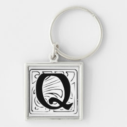 Chaveiro Q Monogramm schwarz weiß Schlüsselanhänger