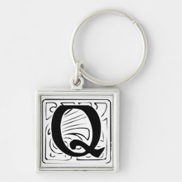 Chaveiro Q Monogramm schwarz weiß Schlüsselanhänger
