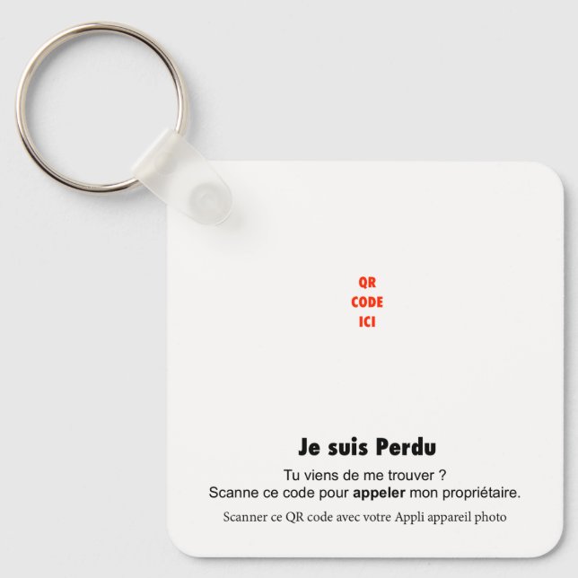 Chaveiro QR Code Anti-Perte Pour Clés, Animaux & Enfants (Frente)